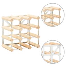 Berkfield Home Wine Rack for 12 Bottles Solid Pinewood in Beige - thumbnail 4
