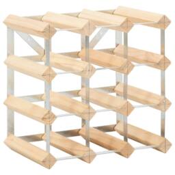 Berkfield Home Wine Rack for 12 Bottles Solid Pinewood in Beige - thumbnail 2