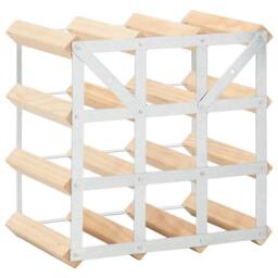 Berkfield Home Wine Rack for 12 Bottles Solid Pinewood in Beige - thumbnail 3