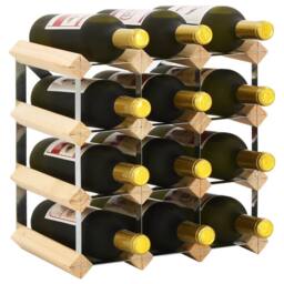 Berkfield Home Wine Rack for 12 Bottles Solid Pinewood in Beige - thumbnail 1