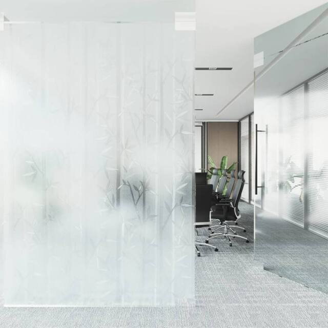 Berkfield Home Decorative Window Film Frosted Bamboo Pattern 45x500 cm PVC in White