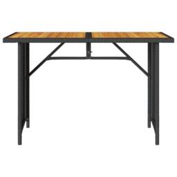 Berkfield Home Garden Table with Wooden Top Black 110x68x70 cm Poly Rattan - Size: 110 x 68 x 70 cm - thumbnail 4