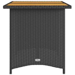 Berkfield Home Garden Table with Wooden Top Black 110x68x70 cm Poly Rattan - Size: 110 x 68 x 70 cm - thumbnail 5