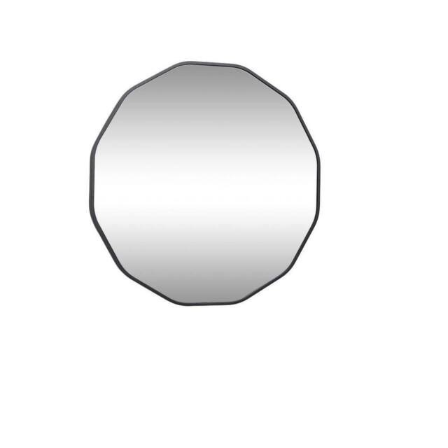 Melody Maison Large Round Black Scalloped Wall Mirror 90cm X 90cm - Size: 90 cm X 90 cm - image 1