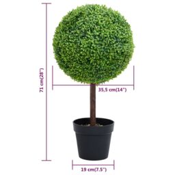 Berkfield Home Artificial Boxwood Plant with Pot Ball Shaped Green 71 cm - thumbnail 5