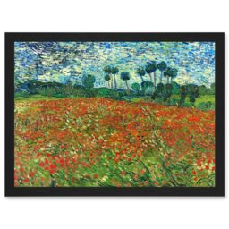 Artery8 Vincent Van Gogh Poppy Field Painting Artwork Framed Wall Art Print A4 in Black - thumbnail 1