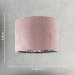Happy Homewares Rose Pink Velvet Drum Lamp Shade with Inner Watercolour Floral Pattern - Size: 10 inches - thumbnail 7