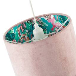 Happy Homewares Rose Pink Velvet Drum Lamp Shade with Inner Watercolour Floral Pattern - Size: 10 inches - thumbnail 3
