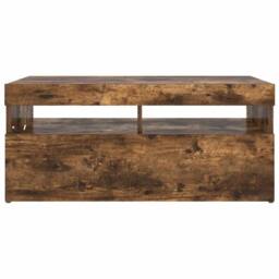 Berkfield Home TV Cabinet with LED Lights Smoked Oak 90x35x40 cm in Brown - Size: 90 x 35 x 40 cm - thumbnail 8