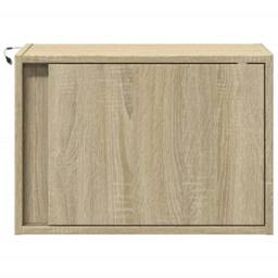 Berkfield Home Durable Wall-mounted Bedside Cabinet with LED Lights Sonoma Oak in Light Brown - thumbnail 6