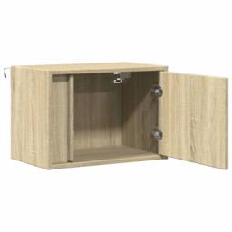 Berkfield Home Durable Wall-mounted Bedside Cabinet with LED Lights Sonoma Oak in Light Brown - thumbnail 7