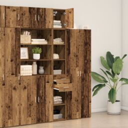 Berkfield Home Slim Storage Cabinet Old Wood 30x42.5x225 cm Engineered Wood in Brown - thumbnail 4