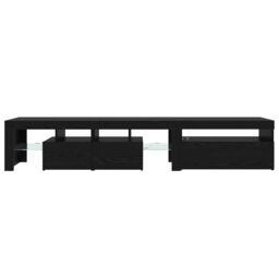 Berkfield Home TV Cabinets 2 pcs with LED Lights Black Oak Engineered Wood - thumbnail 9