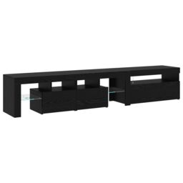 Berkfield Home TV Cabinets 2 pcs with LED Lights Black Oak Engineered Wood - thumbnail 8