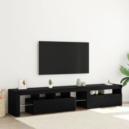Berkfield Home TV Cabinets 2 pcs with LED Lights Black Oak Engineered Wood - thumbnail 1