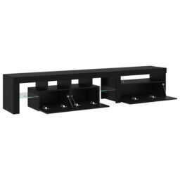 Berkfield Home TV Cabinets 2 pcs with LED Lights Black Oak Engineered Wood - thumbnail 5