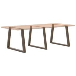 Berkfield Home Modern Dining Table Legs V-Shape 3 pcs Natural Steel 90x(72-73.3) in Brown - thumbnail 8