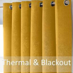 Luxury Living Chenille Blackout Eyelet Curtains Thermal Triple Weave Pair in Yellow - Size: 117 cm width x 183 cm drop - thumbnail 3