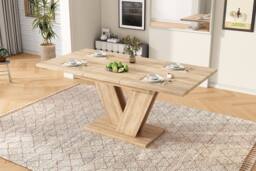 Merax 4 To 8 Seater Extendable Dining Table with V Shaped Metal Legs in Natural - thumbnail 8