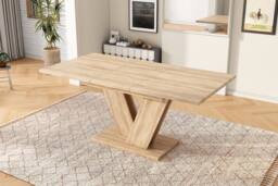Merax 4 To 8 Seater Extendable Dining Table with V Shaped Metal Legs in Natural - thumbnail 9