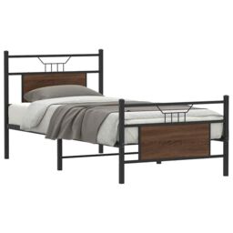 Berkfield Home Bed Frame without Mattress Brown Oak 90x190 cm Single Engineered Wood - thumbnail 1