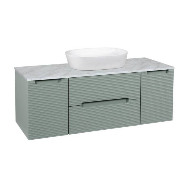 Bathroom Kingdom Monza Green & Grey Fluted Wall Hung Vanity Drawer Basin 1200mm - image 1