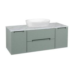 Bathroom Kingdom Monza Green & Grey Fluted Wall Hung Vanity Drawer Basin 1200mm - thumbnail 1