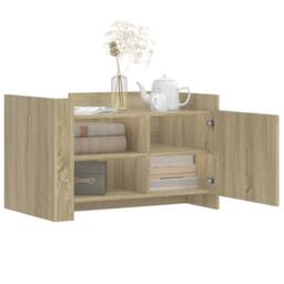 Berkfield Home Durable Coffee Table Sonoma Oak 80x50x50 cm Engineered Wood in Light Tan - Size: 80 x 50 x 50 cm - thumbnail 1