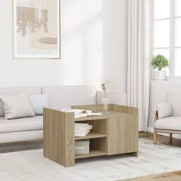 Berkfield Home Durable Coffee Table Sonoma Oak 80x50x50 cm Engineered Wood in Light Tan - Size: 80 x 50 x 50 cm - thumbnail 2