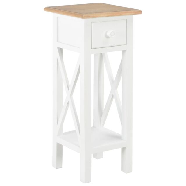 Berkfield Home Side Table White 27x27x65.5 cm Wood - image 1