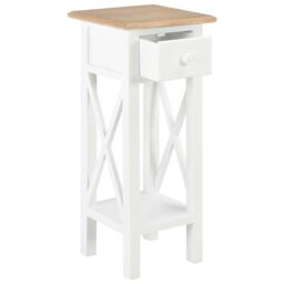 Berkfield Home Side Table White 27x27x65.5 cm Wood - thumbnail 2