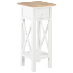 Berkfield Home Side Table White 27x27x65.5 cm Wood - thumbnail 1
