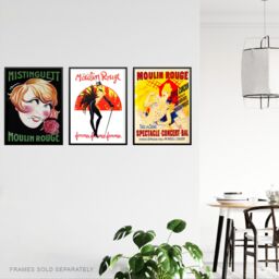 Artery8 Wall Art Print Vintage Moulin Rouge Burlesque Cabaret Girls Paris France Set Of 3 s Bathroom Bedroom Aesthetic Retro Advertising A4 - thumbnail 3