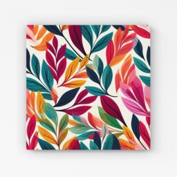 "Warren Reed - Designer Bright Leaves Pattern Canvas in Orange - Size: W16"" x H16""" - thumbnail 1
