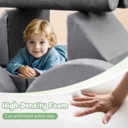 Costway 13PCS Modular Kids Play Couch Versatile Toddler Sectional Sofa Set in Grey - thumbnail 7