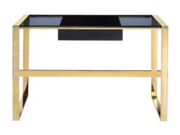 Vente-unique Desk With 1 Drawer - Toughened Glass & Steel - Black & Gold - SALI - thumbnail 6
