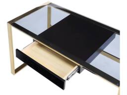 Vente-unique Desk With 1 Drawer - Toughened Glass & Steel - Black & Gold - SALI - thumbnail 8