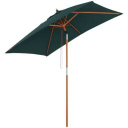 OUTSUNNY Wooden Patio Umbrella Market Parasol Outdoor Sunshade 6 Ribs in Green - thumbnail 2