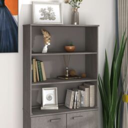 Berkfield Home Top for Highboard HAMAR Light Grey 85x35x100cm Solid Wood Pine - Size: 85 x 35 x 100 cm - thumbnail 1