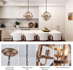 Garwarm Industrial Globe Farmhouse Lighting Vintage Chandelier Spherical Bronze - thumbnail 4