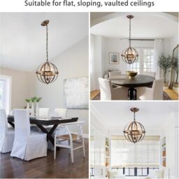 Garwarm Industrial Globe Farmhouse Lighting Vintage Chandelier Spherical Bronze - thumbnail 6
