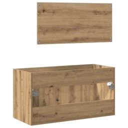 Berkfield Home Bathroom Cabinet with Mirror Artisan Oak Engineered Wood in Brown - thumbnail 6