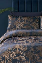 Soiree 'Midnight Palm' Jacquard Duvet Cover Set in Navy - Size: King - thumbnail 2