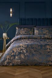 Soiree 'Midnight Palm' Jacquard Duvet Cover Set in Navy - Size: King - thumbnail 1