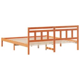 Berkfield Home with Headboard Brown 180 x 200 cm Pine wood - thumbnail 8