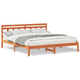 Berkfield Home with Headboard Brown 180 x 200 cm Pine wood - thumbnail 4