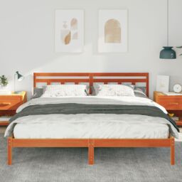 Berkfield Home with Headboard Brown 180 x 200 cm Pine wood - thumbnail 5