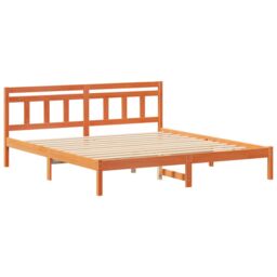 Berkfield Home with Headboard Brown 180 x 200 cm Pine wood - thumbnail 2