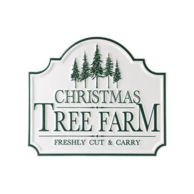 Garden Greatness Christmas Tree Farm Metal Sign in White - Size: 1 Pack