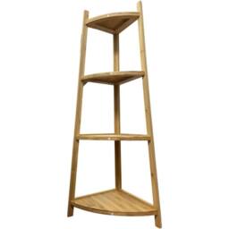 VOGREX Retro 4 Tier Ladder Corner Bookcase Shelving Display Organiser Storage in Brown - thumbnail 2